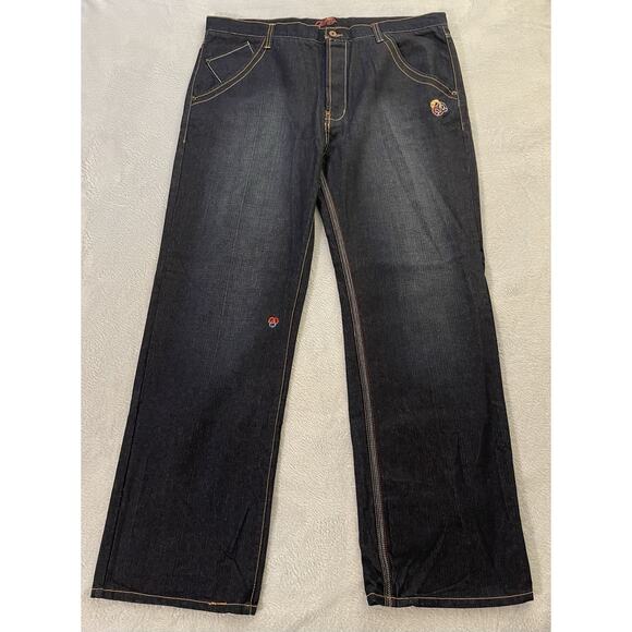 Vintage Gino Green Global Y2K Dark Blue Button-Fly Denim Jeans Size 42 New